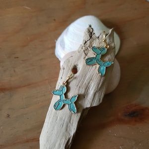 Handmade Japanese Turquoise Balloon Dog LoverS Cute & Kawaii Charm Earrings